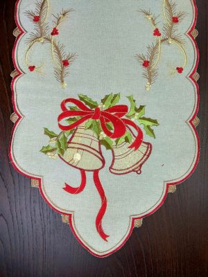 Tραβέρσα Χριστουγεννιάτικη Λινή Viscose 45x180 με κέντημα 1707